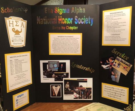 Eta Sigma Alpha National Home School Honor Society - Delta Nu chapter display board Tri Fold Poster Board, Trifold Board, Tri Fold Poster, Freshman Orientation, National Honor Society, College Life Hacks, Elementary School Classroom, Sigma Alpha, Honor Society