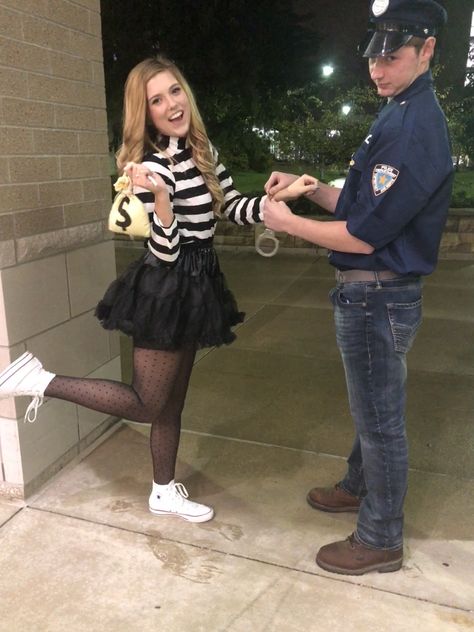 Cops And Prisoner Costume, Breaking Bad Halloween Costume, Cops And Robbers Costume, Robber Halloween Costume, Robber Costume, Cop Halloween Costume, Police Halloween Costumes, Couple Halloween Costume, Matching Halloween Costumes