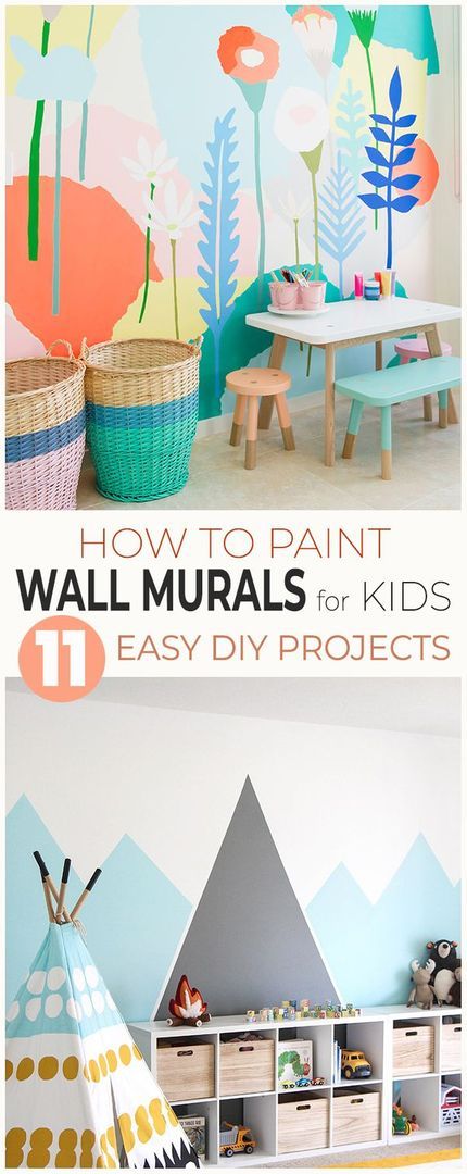 Penelope Bedroom, Diy Mural Painting, Wall Murals For Kids, Wall Murals Painted Diy, Playroom Mural, Mountains Flowers, Diy Playroom, Wall Murals Diy, Kids Room Murals