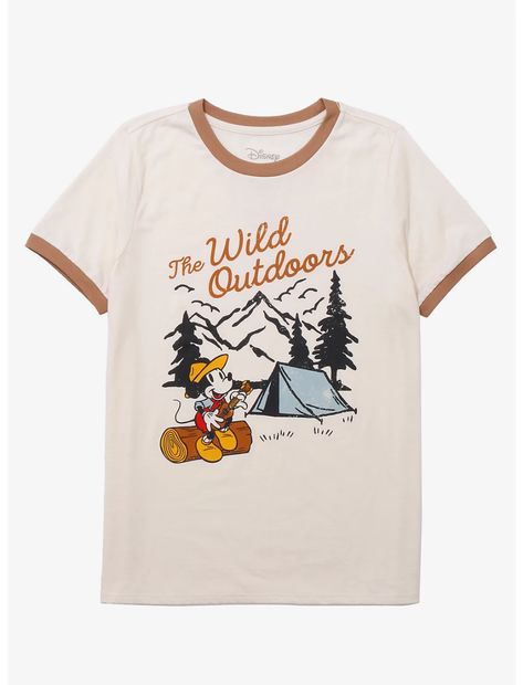 Disney Mickey Mouse Wild Outdoors Women’s Ringer T-Shirt - BoxLunch Exclusive Outdoors Women, Disney Outfits Women, Campfire Songs, Disney Shorts, Spooky Stories, Camping Tee, Disneyland Shirts, Camp Style, Disney Tees