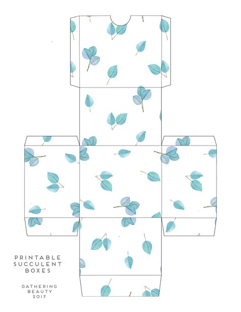 DIY PRINTABLE LEAF AND SUCCULENT PATTERNED GIFT BOXES. Cute Box