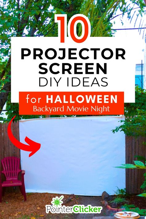 Discover '10 Projector Screen DIY Ideas for Halloween Backyard Movie Night' to level up your outdoor entertainment. This Pinterest board is a treasure trove of Halloween projector screen DIY ideas, perfect for your backyard movie night. From inexpensive DIY projector screen outdoor solutions to creative outside Halloween movie night party ideas, we've got it all. Create unforgettable memories with our Halloween backyard movie night DIY and party ideas. Outdoor Movie Screen Ideas, Diy Outdoor Screen Movie, How To Make A Projector Screen Diy, Outside Halloween Movie Night Party, Diy Screen Projector Screen, Diy Projector Screen Stand, Halloween Projector Ideas, Diy Projector Screen Outdoor, Diy Projector Screen