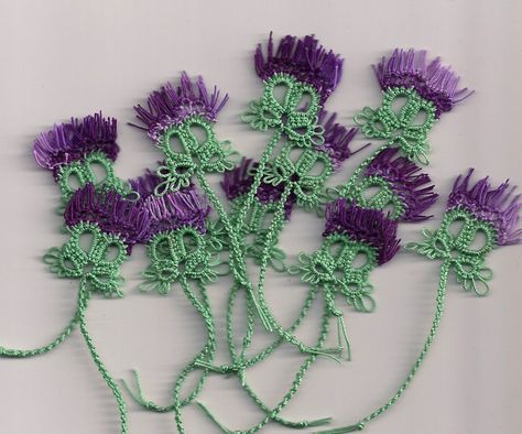 Irish Thistle, Tatting Flower, Tatted Flowers, Turkish Lace, Thistle Pattern, Tatting Necklace, The Bard, Tatting Tutorial, Burns Night