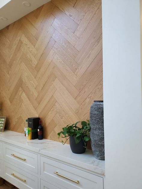 Herringbone Wall Wood, Herringbone Shiplap Wall, Wood Floor On Wall, Coastal Floors, Coastal Accent Wall, Herringbone Wood Wall, Herringbone Tile Wall, Herringbone Accent Wall, Cabin Makeover