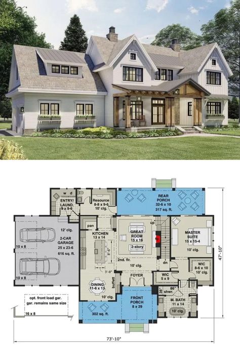 2,900 Sq Ft Two-Story 4-Bedroom New American Farmhouse House Plan with a Loft and Bonus Room New American House Plans Two Story, 2800 Sq Ft House Plans 4 Bedroom, 3500 Sq Ft House Plans 2 Story Modern, 4 Bed 2 Story House Plans, House Plans Modern Contemporary, American Farmhouse Floor Plans, 2 000 Sq Ft House Plans Open Floor 2 Story, 2 Story Living Room Floor Plan, 3000 Sq Ft Farmhouse Plans