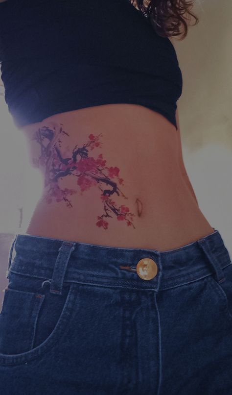 Sakura Tattoo Back, Arm Tattoos For Women Sleeve, Sakura Flower Tattoo, Tattoo Trio, Upper Arm Tattoos For Women, Tattoos For Women Sleeve, Tattoo Sakura, Tattoos Between Breast, Cherry Tree Tattoos