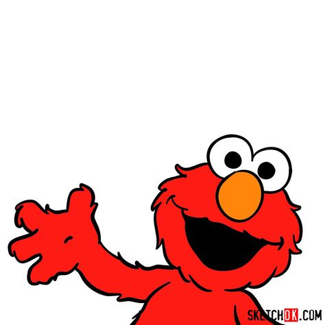 How to draw Elmo | The Sesame Street show - Step by step drawing tutorials Elmo Drawing Easy, How To Draw Elmo, Elmo Sketch, Elmo Painting Canvas, Elmo Illustration, Sesame Street Illustration, Sesame Street Drawing, Elmo Tattoo, Elmo Painting