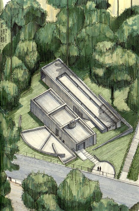 20 Beautiful Axonometric Drawings of Iconic Buildings,Koshino House  / Tadao Ando / 1984. Image Courtesy of Diego Inzunza - Estudio Rosamente Tadao Ando Drawing, Koshino House, Tadao Ando Architecture, Axonometric Drawing, Trendy House, Building Images, Building Drawing, Tadao Ando, Architecture Concept Drawings