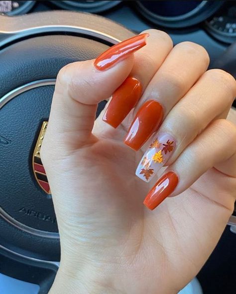 Transform your nails into works of art with our exquisite Fall Nail Art Designs! 🍂✨ Embrace the enchanting beauty of autumn with a stunning array of colors, patterns, and styles that will elevate your manicure game. From cozy sweater-inspired designs to elegant fall foliage, these nail art ideas capture the essence of the season. Explore the warmth of rich hues, playful accents, #FallNailArt #AutumnElegance #NailDesignInspiration 🍂✨ Acylic Nails 2022 Fall, Fall Acrylic Nails With Leaves, Fall Nails Acrylic Design Art Ideas, Thanksgiving Nails Fall Leaves, Red Fall Nails With Leaves, Leaves On Nails Fall, Leafy Nail Art, Fall Leave Nails Art, Fall Nail With Leaves