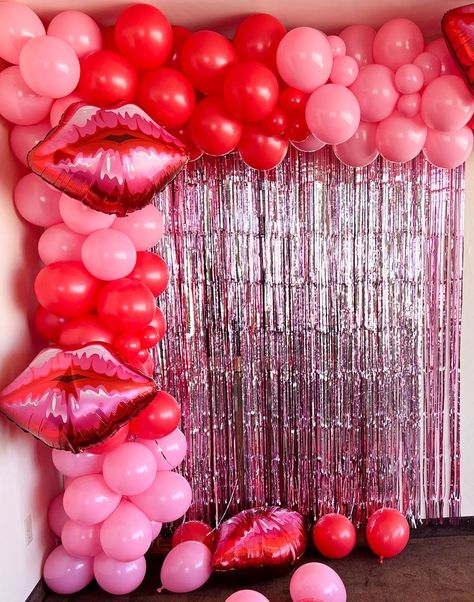 Kiss Bachelorette Party, Lip Party Theme, Kiss The Miss Goodbye Bridal Shower Decor, Kisses Party Theme, Kiss 20s Goodbye Party, Kiss Miss Goodbye, Kissing My Twenties Goodbye, Heart Themed Bachelorette Party, Red Bachelorette Party Decorations