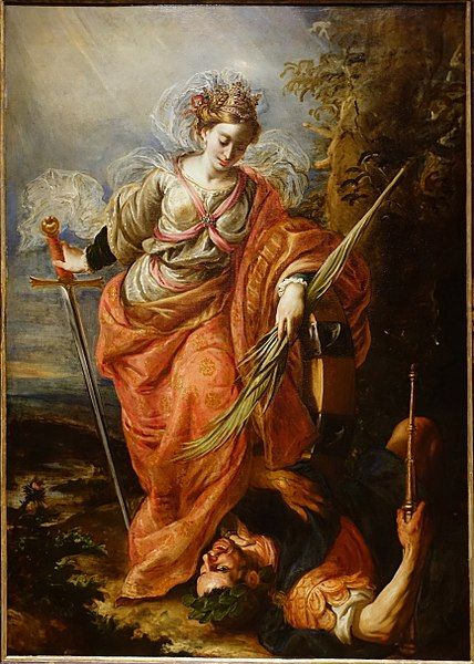 Saint Catherine of Alexandria Dominating the Emperor Maxentius, by Claudio Coello St Catherine Of Alexandria, Painting Studies, Saint Katherine, Saint Catherine Of Alexandria, Goddess Magick, Catherine Of Alexandria, Saint Catherine, The Garden Of Eden, Spanish Art