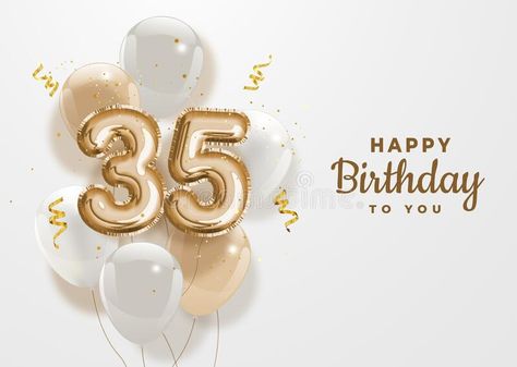 Happy 35th birthday gold foil balloon greeting background. 35 years anniversary #Sponsored , #sponsored, #Sponsored, #birthday, #foil, #years, #gold Happy 45th Birthday Wishes For Her, 45 Birthday Ideas For Women, Happy 35 Birthday Quotes, Happy 45th Birthday, Happy 67th Birthday, Happy 69th Birthday, 45 Birthday, Happy 45 Birthday, Happy 35th Birthday