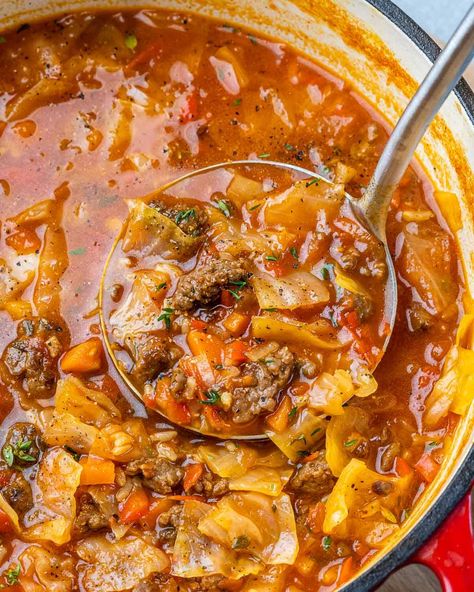 Easy and Delicious Cabbage Roll Soup | Healthy Fitness Meals Cabbage Roll Soup, Cabbage Roll, Cabbage Soup Recipes, Homemade Soup Recipe, Cabbage Rolls, Cabbage Soup, Cabbage Recipes, Soup And Sandwich, Easy Soups