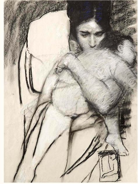 Judy Drew 'Love of a Child' Charcoal on Paper Art About Motherhood, Art On Love, Motherhood Drawing, Charcoal Study, Motherhood Art, Love Draw, Child Drawing, Motherly Love, Holding A Baby