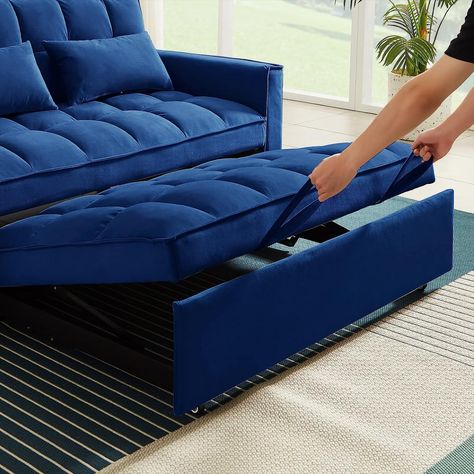 3 in 1 Convertible Sleeper Sofa Bed, Modern Velvet Loveseat Futon Sofa Couch w/Pullout Bed, Small Love Seat Lounge Sofa w/Reclining Backrest, Toss Pillows, Pockets, Furniture for Living Room, Blue
Assembly Required	Yes
Seat Height	18.5 Inches
Weight Limit	500 Pounds
Product Dimensions	32.3"D x 55.2"W x 33.1"H
.
.
#Modernsofa #VelvetBlue Loveseat Sofa Bed, Velvet Sleeper Sofa, Loveseat Sleeper Sofa, Pull Out Couch, Pull Out Sofa Bed, Loveseat Sleeper, Pull Out Sofa, Pull Out Bed, Futon Sofa Bed