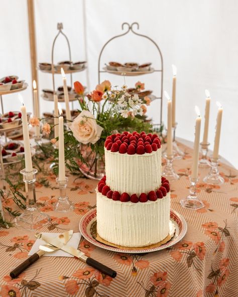 Two-tier wedding cake with strawberries | Image by Sage E Imagery Wedding Cake With Strawberries, Nutella Birthday Cake, Strawberry Wedding Cakes, Wes Anderson Wedding, Garden Party Cakes, Mexican Wedding Cake, Wedding Strawberries, Cake With Strawberries, Garden Wedding Cake