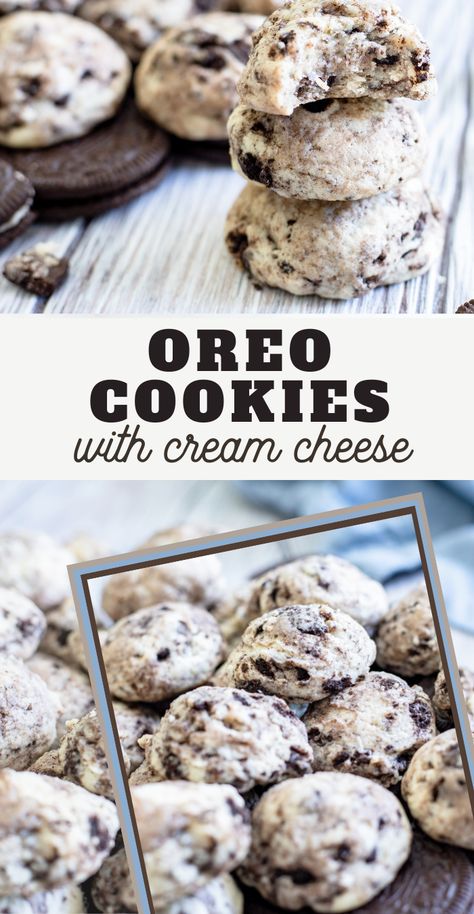 Cream Cheese Oreo Cookies, Oreo Cream Cheese Cookies, Chocolate Cream Cheese Cookies, Oreo Cream Cheese, Oreo Recipe, Oatmeal Fudge Bars, Cookies And Cream Cookies, Cheese Cookies Recipe, Cream Cheese Cookie Recipe