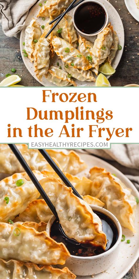 Air Fryer Dumplings, Dumplings Homemade, Frozen Potstickers, New Air Fryer Recipes, Frozen Dumplings, Air Fryer Oven Recipes, Air Fry Recipes, Air Fryer Dinner Recipes, Quick Easy Snacks