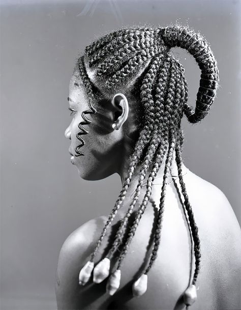 Photographer Documented More Than 1,000 Intricate Afro Hairstyles In Nigeria During The 1960s And 1970s Yoruba Hairstyles, Braided Pony, Traditional Hairstyle, African Hair, Shoulder Hair, Afro Punk, African Braids Hairstyles, African Braids, Different Hairstyles