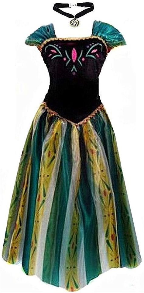 Big-On-Sale Princess Adult Women Coronation Dress Costume Cosplay #afflink Anna Costume Women, Anna Dress Frozen, Anna Costume, Coronation Dress, Carnival Dress, Elsa Costume, Costumes Dresses, Anna Dress, Pleated Skirt Dress