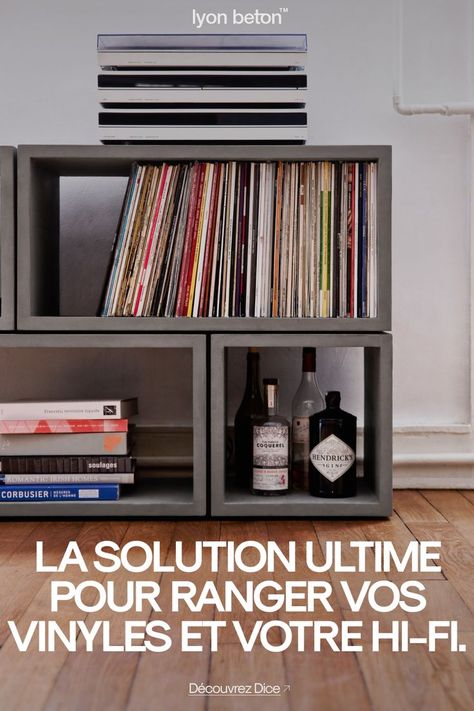 Archi Design, Vinyl Record Storage, Record Storage, Hi-fi, Home Trends, Louis Vuitton Men, Music Room, Lyon, Vinyl Records