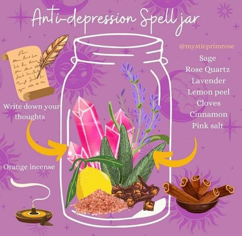 Happy Spell Jar, Anti Bad Vibe Spell Jar, Spell Jar For Happiness, Anti Depressant Spell Jar, Communication Spell Jar, Spell Jars Recipes For Beginners, Jar Spells Witchcraft, Witch Spell Jars, Happiness Spell Jar