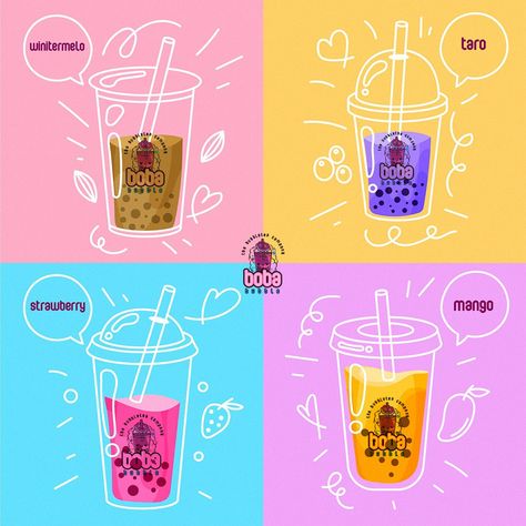 Boba Tea Branding, Boba Branding, Yeti Logo, Tea Website, Coffee Shop Branding, 90s Wallpaper, Bubble Tea Shop, Boba Drink, Michelada