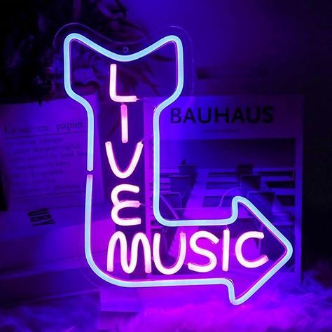 Amazon.com : CKTBLEY Live Music Neon Signs for Wall Decor Music LED Word Light Sign Pink Neon Light Blue Neon Light Up Letters Sign for Bedroom Music Studio Rec Room Game Party Decor : Tools & Home Improvement Bedroom Music Studio, Music Neon Sign, Music Neon, Wall Decor Music, Pink Neon Lights, Blue Neon Lights, Sign For Bedroom, Led Wall Decor, Music Studio Room