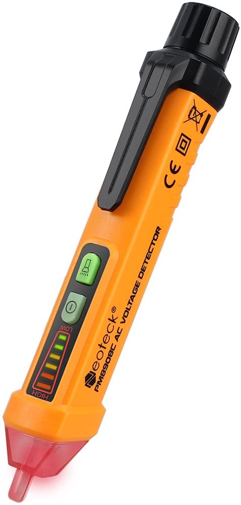 Neoteck Voltage Tester Non-Contact Voltage Testers 12-1000V AC Voltage Detector Pen Circuit Tester Tool with Led Flashlight Beeper Pocket Clip-Orange: Amazon.co.uk: DIY & Tools Electrical Tester, Emergency Flashlight, Bright Led Flashlight, Volt Ampere, Budget Kitchen, Electronic Circuit Projects, Live Wire, Electric Tools, Electrical Installation