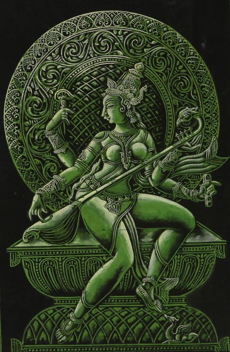 Saraswati Painting, Hindu Cosmos, Historical Sculptures, Goddess Saraswati, Saraswati Goddess, Goddess Sculpture, Indian Sculpture, Kali Goddess, Vedic Art