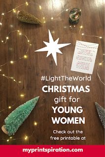 Printspiration: #lighttheworld yw christmas gift idea Inexpensive Christmas Gifts For Young Women, Gifts For Lds Young Women, Gifts For Young Women Christmas, Young Women’s Christmas Gifts, Yw Christmas Gifts Lds, Christmas Gifts For Yw Lds, Yw Christmas Activities, Young Women Christmas Activity, Young Women Christmas Gift Ideas