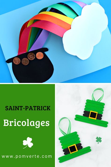 Retrouvez toutes les idées de bricolages pour vivre une journée sous le signe du Leprechaun, des marmites remplies de pièces d'or, du trèfle à 4 feuilles et du vert! Around The World Crafts For Kids, St Pats, World Crafts, Saint Patrick, Summer Crafts, Preschool Crafts, St Patrick, St Patricks Day, Crafts For Kids