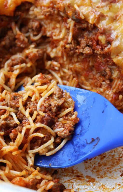 Angel Hair Casserole recipe from Jenny Jones (JennyCanCook) Simple recipe uses only seven ingredients. Angel Hair Recipes, Angelic Hair, Jenny Can Cook, Easy Casserole Recipe, Angel Hair Pasta Recipes, Pasta Casserole Recipes, Jenny Jones, Spaghetti Casserole, Angel Hair Pasta