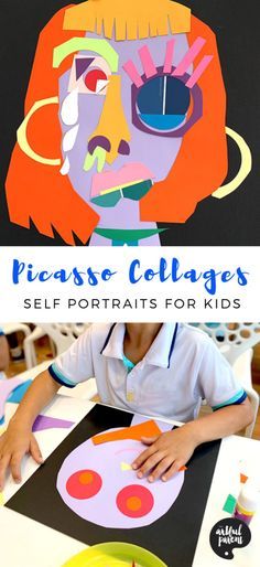 Picasso Collage, Sunflower Art Project, Portraits For Kids, Picasso Portraits, 동화 삽화, Kids Art Class, Self Portraits, Picasso Art, Kids Exploring