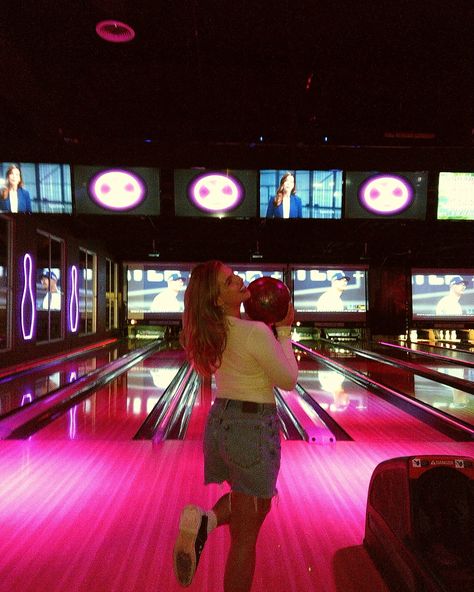 One thing about me is I’m sure to lose at bowling Bowling Pictures Instagram, Bowling Alley Aesthetic Photoshoot, Bowling Alley Photoshoot, Bowling Inspo Pics, Aesthetic Bowling Alley, Bowling, The One, Lost, Instagram