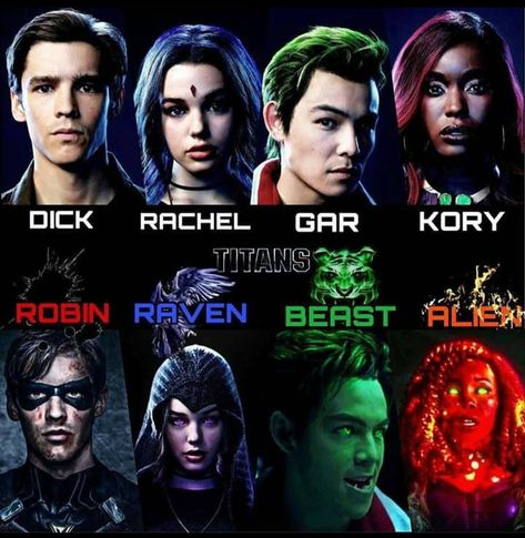 Dc Titans, Titans Dc, Titans Tv Series Wallpaper, Titans Cast, Titans Live Action, Titans Rachel, Titans Season 1 Poster, Dc Titans Behind The Scenes, Teen Titans Go Characters