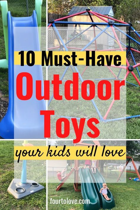 Can't go to the playground? Bring the playground to your house with these wonderful outdoor toys for kids! Click to see a list of outdoor toys for kids that should be in every backyard, including an amazing climbing dome! If you want to entertain your kids for hours in your backyard, click for this list of ten must-have outdoor toys for kids Backyard Toys For Kids, Outside Toys For Toddlers, Kids Garden Toys, Outside Toys For Kids, Diy Outdoor Toys, Climbing Dome, Best Outdoor Toys, Outdoor Toys For Toddlers, Toddler Playground