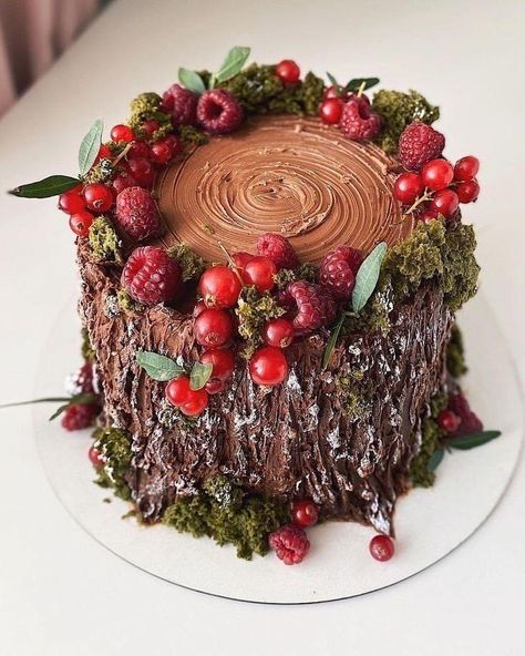 Christmas Cake Designs, Mud Cake, Forest Cake, Cake Lover, Tree Stump, Fancy Cakes, Cake Decorating Tips, Cake Decorating Techniques, Pretty Cakes