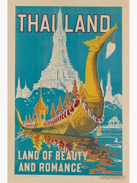 Thailand Poster, Thailand Tourism, Herman Melville, Romance Travel, Thailand Art, Art Christmas Gifts, Travel Art Print, Retro Graphics, Retro Travel Poster