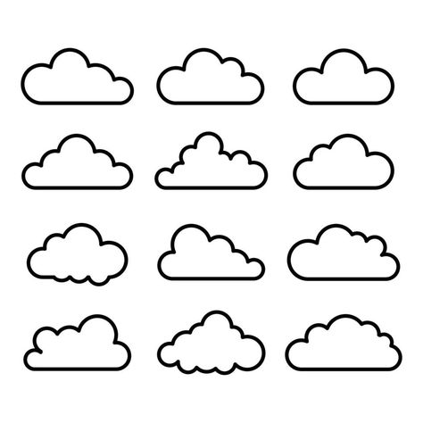 outline cloud icon collection Cloud Punch Needle, Cloud Line Drawing, Clouds Outline, Embroidery Clouds, Clouds Icon, Cloud Outline, Cloud Template, Cloud Mirror, Earring Template