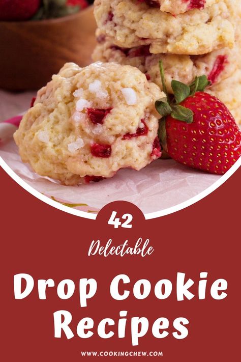 These 42 easy and delectable drop cookie recipes will satisfy all your cravings for freshly baked cookies, and the best part is–all in under an hour! Best Drop Cookies, Easy Drop Cookie Recipes, Drop Cookies Recipes, Easy Drop Cookies, Cranberry Orange Cookies, Strawberry Shortcake Cookies, Drop Cookie, Lemon Drop Cookies, Potato Chip Cookies