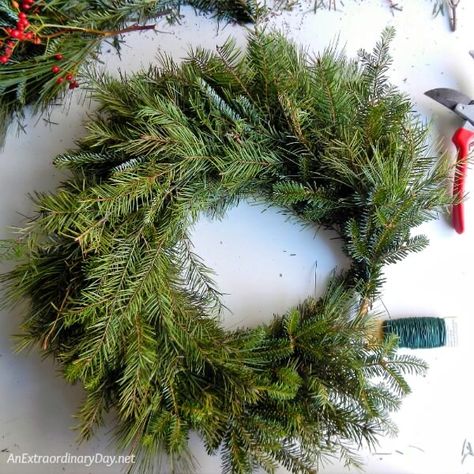 Christmas Wreaths Diy Evergreen, Live Christmas Wreaths, Tree Farm Ideas, Real Christmas Wreaths, Fun Wreaths, Fresh Wreaths, Evergreen Wreaths, Heart Wreaths, Fresh Christmas Wreath