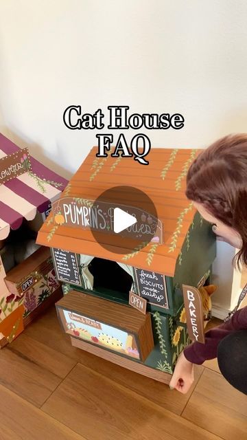 Emma Movius on Instagram: "Answering some of my most asked questions! This is long overdue sorry 😂 #catmom #catsofinstagram #cathouse #diy #cardboardcrafts" Diy Cat House Indoor Cardboard, Diy Cat Bed Cardboard, Diy Cat Cardboard House, Cathouse Diy, Cardboard Box Cat House Diy, Diy Cat House Cardboard, Cat Cardboard Box Ideas, Cat Cardboard House, Cat House Diy Cardboard