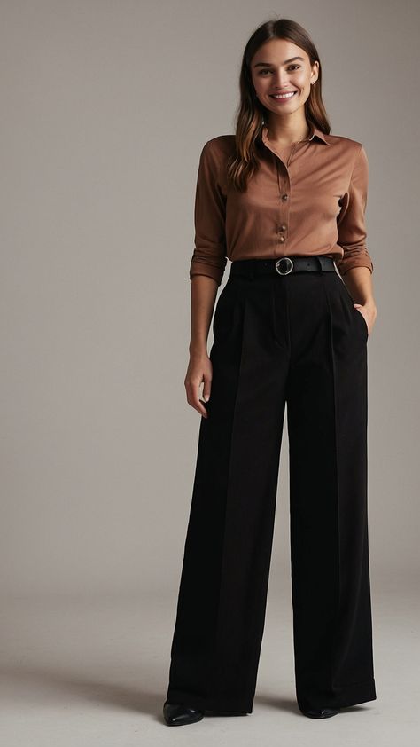 Discover the perfect trousers outfit for women tailored for every occasion including formal casual and office settings This collection features elegant styles in cream black tern o classy pink olive green gray polo and and green shirt Elevate your wardrobe with versatile and stylish ensembles for a polished and sophisticated look Black Office Trousers Outfit, Trousers Outfit For Women, Office Trousers Women, Trousers Outfit Ideas, Formal Trousers Women, Black Trousers Outfit, Classy Trousers, Office Wear Women Work Outfits, 70’s Outfit