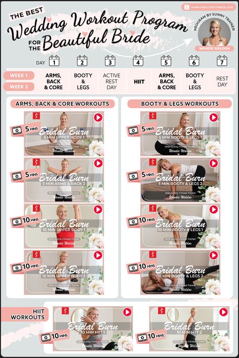 Bridal Exercise Workout Plans, Workouts For Wedding Brides, Bride Workout Plan At Home, Wedding Workout Plan Gym, Wedding Prep Workout, 6 Week Wedding Workout Plan, Wedding Bootcamp Workout, 30 Day Wedding Workout, Wedding Prep Workout Plan