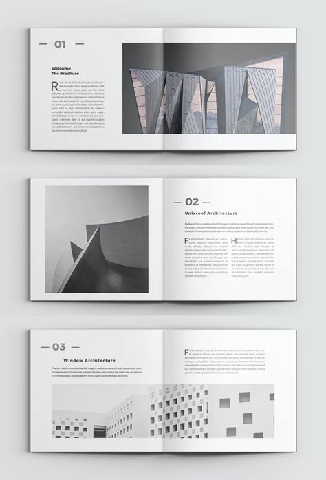 Modern Architecture Brochure Template InDesign - 20 pages Indesign Architecture Portfolio, Indesign Templates Architecture, Indesign Layout Architecture, Architectural Layout Design, Architecture Book Design Layout, Architecture Portfolio Pages, Architecture Page Layout, Architecture Brochure Design Layout, Portfolio Design Layout Architecture