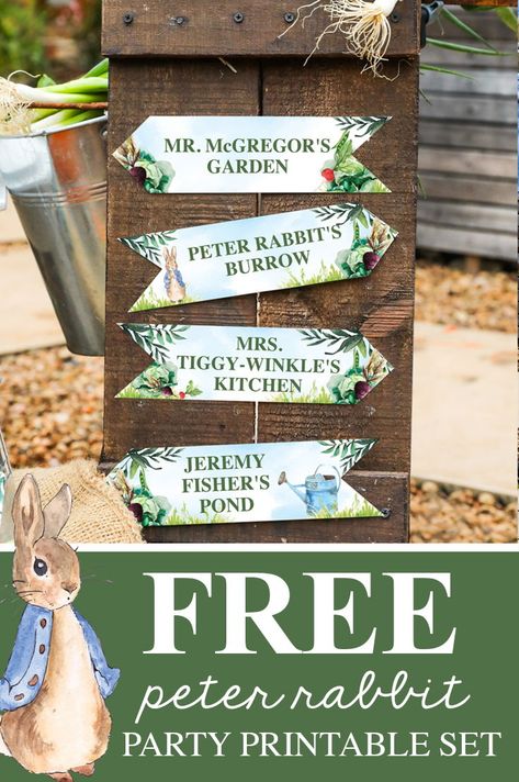 Can you believe this Peter Rabbit Party invitations, decorations, Peter Rabbit banner and more are all FREE! Click through for your FREE Peter Rabbit Party instant download, edit and print! #peterrabbitparty #peterrabbit #freeprintables Patchwork, Peter Rabbit Printables, Rabbit Theme Party, Peter Rabbit Theme Party, Kids Banner, Peter Rabbit Birthday, Peter Rabbit Party, Rabbit Garden, Super Party