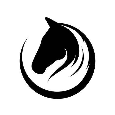 Black horse circle logo illustration sil... | Premium Vector #Freepik #vector #horse-head #running-horse #horse-silhouette #black-horse Logo Design Horse, Horse Typography, Logo Cheval, Horses Logo, Horse Head Logo, Horse Head Silhouette, Horse Symbol, Equine Logos, Chess Logo