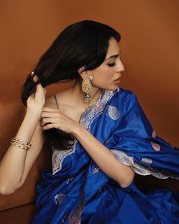 Shobhita Dhulipala, Sobhita Dhulipala, Miss India, Minimal Makeup, Blue Saree, Bridal Saree, Best Actress, Eye Black, Beauty Face