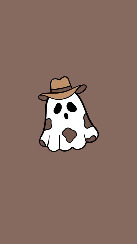 Phone Background Themes, Cute Fall Paintings Aesthetic, Western Halloween Widgets, Fall Aesthetic Picture Ideas, Halloween Ghost Background, Fall Wallpaper Western, Halloween Cow Wallpaper, Halloween Western Wallpaper, Aesthetic Cute Ghost Wallpaper